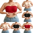 thumbnail image 1 of Byworldtasic Womens Strapless Seamless Wireless Bra Scalloped Edge Front Hook Bandeau Bra Non‑Slip Invisible Comfort Bralette, 1 of 6