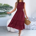 thumbnail image 1 of Byworldtasic Womens Summer Sleeveless Dress Round Neck Layered Ruffles Casual Boho Flowy Maxi Dress, 1 of 8