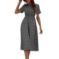 thumbnail image 1 of Byworldtasic Womens Summer Spring Smocked Maxi Dress Casual Short Sleeve Floral Boho Flowy Long Dress, 1 of 9