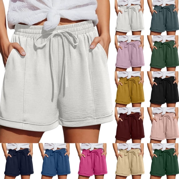 Byworldtasic Womens Sweat Shorts Casual Summer Short Loose Drawstring Lounge Running Athletic Shorts with Pockets