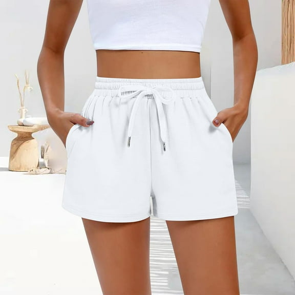 Byworldtasic Womens Sweat Shorts Womens Comfy Casual Lounge Drawstring High Waist Summer Athletic Shorts with Pocket
