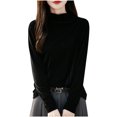 thumbnail image 1 of Byworldtasic Womens Sweaters Light Sweaters for Women Long Sleeve Crew Neck Lightweight Soft Knitted Pullover Tops Black, 1 of 3