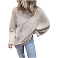 thumbnail image 1 of Byworldtasic Womens Sweaters Striped Sweaters for Women Boat Neck Batwing Sleeve Oversized Pullover Sweater Tops White, 1 of 5