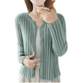 thumbnail image 1 of Byworldtasic Womens Sweaters Women's Lightweight Cropped Cardigan Sweaters Long Sleeve Button Down Sweater Open Front Soft Knit Tops Green, 1 of 3
