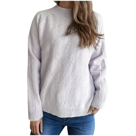 Byworldtasic Womens Sweaters Womens Oversized Sweater Long Sleeve Crewneck Ribbed Knit Pullover Casual Chunky Trendy Sweaters Purple