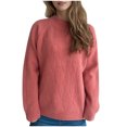thumbnail image 1 of Byworldtasic Womens Sweaters Womens Oversized Sweater Long Sleeve Crewneck Ribbed Knit Pullover Casual Chunky Trendy Sweaters Red, 1 of 5