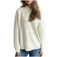 thumbnail image 1 of Byworldtasic Womens Sweaters Womens Oversized Sweater Long Sleeve Crewneck Ribbed Knit Pullover Casual Chunky Trendy Sweaters White, 1 of 5