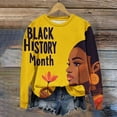 thumbnail image 1 of Byworldtasic Womens Sweatshirt Women's Black History Month Print Tops Loose-Fitting Round Neck Long-Sleeved Hoodless Blouses, 1 of 4