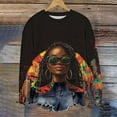 thumbnail image 1 of Byworldtasic Womens Sweatshirt Women's Black History Month Print Tops Loose-Fitting Round Neck Long-Sleeved Hoodless Blouses, 1 of 4