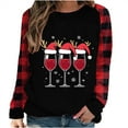 thumbnail image 1 of Byworldtasic Womens Top Women's Christmas Graphic Printed Raglan Plaid Long Sleeve Casual Pullover Tunic Tops, 1 of 4