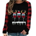 thumbnail image 1 of Byworldtasic Womens Top Women's Christmas Graphic Printed Raglan Plaid Long Sleeve Casual Pullover Tunic Tops, 1 of 4