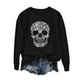 thumbnail image 1 of Byworldtasic Womens Tops Women's Halloween Sweatshirts Skull Graphic T Shirts Long Sleeve Pullover Tops Gothic Fall Clothes 2025, 1 of 3