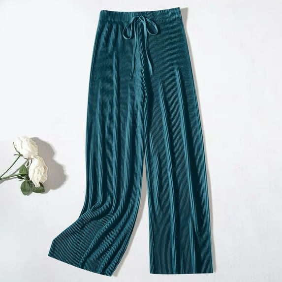 Byworldtasic Womens Trousers Women Wide Leg Solid Color Pants Summer High Waist Flowy Casual Trousers Loose Lounge Sweatpants