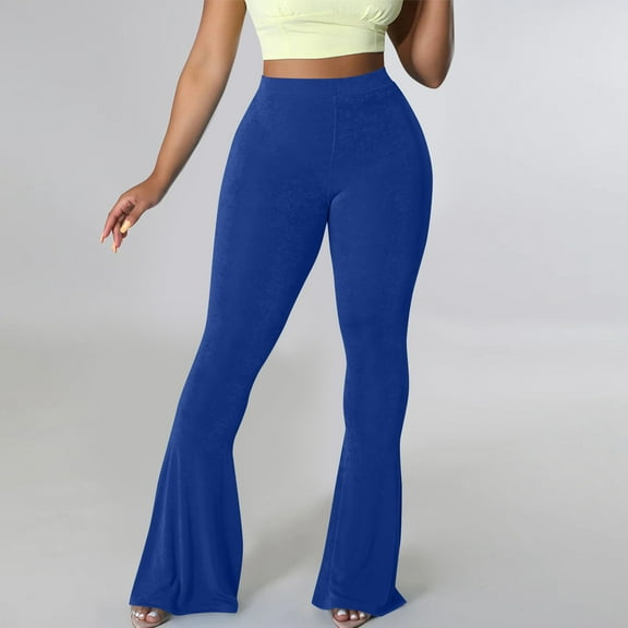 Byworldtasic Womens Trousers Womens Stretch Bell Bottom Pants Wide Leg Trousers Lightweight Boho Comfy Pants