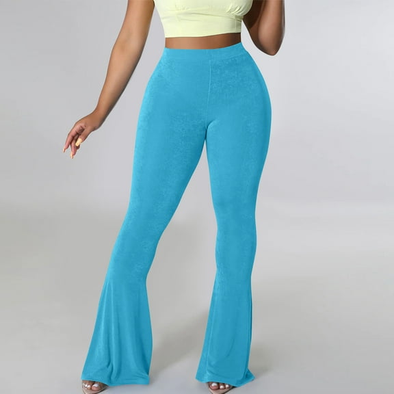 Byworldtasic Womens Trousers Womens Stretch Bell Bottom Pants Wide Leg Trousers Lightweight Boho Comfy Pants