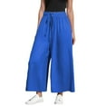 thumbnail image 1 of Byworldtasic Womens Trousers Womens Wide Leg Pants High Waisted Drawstring Flowy Casual Trousers with Pockets, 1 of 3