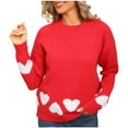 thumbnail image 1 of Byworldtasic Womens Valentine Pullover Sweaters Long Sleeve Crewneck Sweaters Casual Loose Knit Jumper Tops, 1 of 9