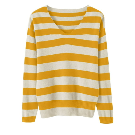 Byworldtasic Womens Y2K Striped Long Sleeve Top No Boundaries Color Block Slim Fit Crop Top V Neck Vintage T-Shirt