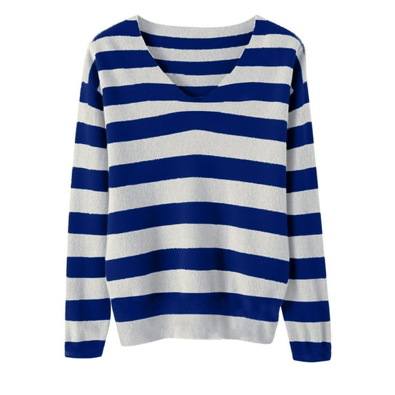 Byworldtasic Womens Y2K Striped Long Sleeve Top No Boundaries Color Block Slim Fit Crop Top V Neck Vintage T-Shirt