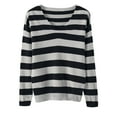 thumbnail image 1 of Byworldtasic Womens Y2K Striped Long Sleeve Top Color Block Slim Fit Crop Top V Neck Vintage T-Shirt, 1 of 4