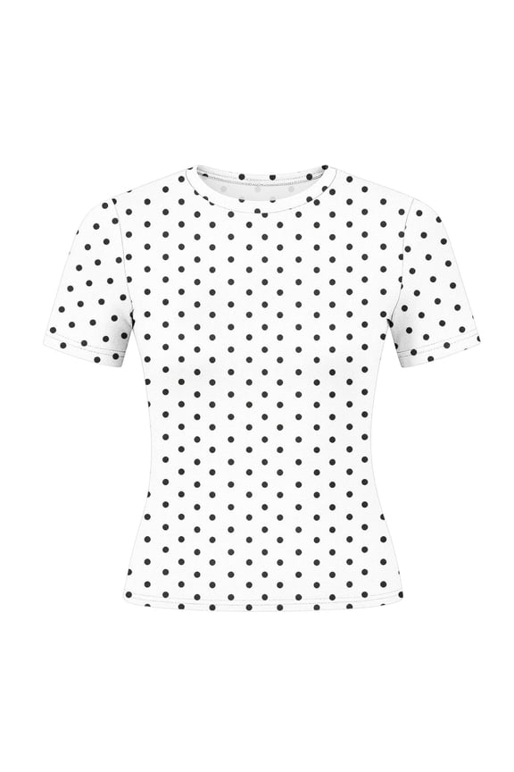 Y2k Tees for Women Short Sleeve Polka Dot Shirt Tops Slim Fit Aesthetic Streetwear T Shirt