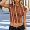 thumbnail image 1 of Byworldtasic Y2k Tees for Women Short Sleeve Polka Dot Shirt Tops Slim Fit Aesthetic Streetwear T Shirt, 1 of 5