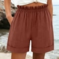 thumbnail image 1 of ByworldtasicNo Boundaries Summer Shorts for Women Casual Ruffle Drawstring High Waist Wide Leg Comfy Lounge Shorts, 1 of 5