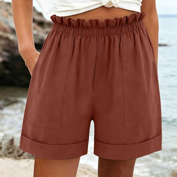 ByworldtasicNo Boundaries Summer Shorts for Women Casual Ruffle Drawstring High Waist Wide Leg Comfy Lounge Shorts