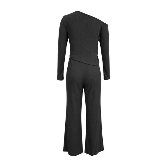 ByworldtasicNo Boundaries Women Two Piece Outfits Sets Lounge Off Shoulder Long Sleeve Top Wide Leg Pant Tracksuit Sets