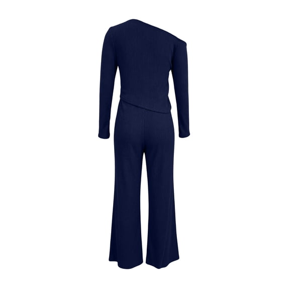 ByworldtasicNo Boundaries Women Two Piece Outfits Sets Lounge Off Shoulder Long Sleeve Top Wide Leg Pant Tracksuit Sets