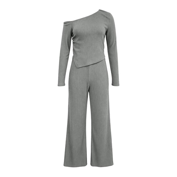 ByworldtasicNo Boundaries Women Two Piece Outfits Sets Lounge Off Shoulder Long Sleeve Top Wide Leg Pant Tracksuit Sets