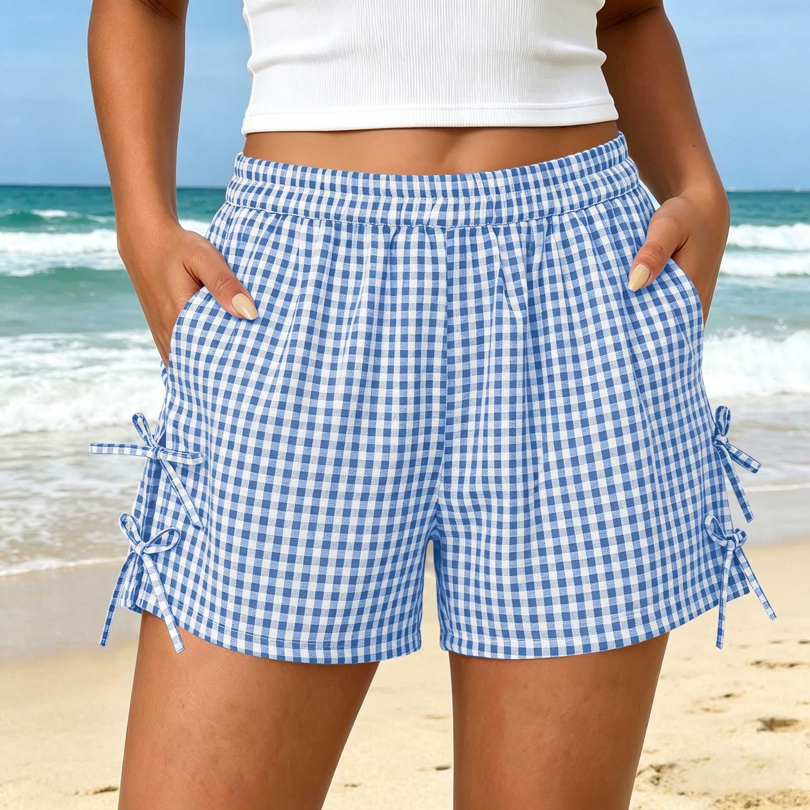 ショートパンツ WIND AND SEA GINGHAM PLAID SHORTS ByworldtasicNo Boundaries Women's Gingham Plaid Shorts Bow Tie