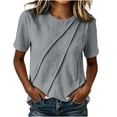 thumbnail image 1 of ByworldtasicNo Boundaries Women's Short Sleeve Tops Soft Comfortable Crewneck T-Shirts with Unique Diagonal Stitching Blouse, 1 of 6