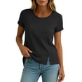 thumbnail image 1 of ByworldtasicNo Boundaries Womens Tops Crewneck Short Sleeve Tees Basic Slim Fit T Shirts Y2K Summer Blouse 2026, 1 of 7