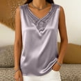 thumbnail image 1 of ByworldtasicWomens Elegant Satin Wide Straps Tank V-Neck Sleeveless Camisole, 1 of 5