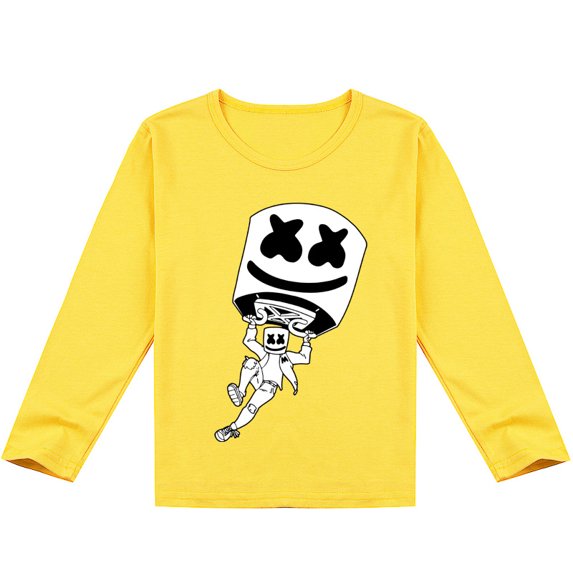 Bzdaisy Marshmello Long Sleeve T-shirt for Kids - Fun and Stylish Children's Clothing, Perfect for Fans of the DJ and Music! Soft and Comfortable Fabric, Ideal for Boys and Girls Aged 2 to 10