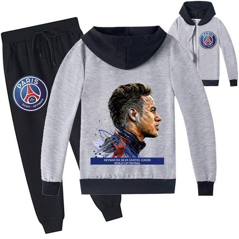 Bzdaisy Neymar Zipper Jacket & Trousers Set - Stylish Football Theme Clothing for Boys & Girls, Perfect for Sports Enthusiasts, Fans & Kids Alike.