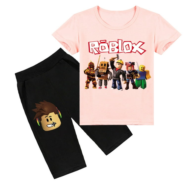 Bzdaisy ROBLOX Short Sleeve T-Shirt Shorts Set for Kids - Fun Gaming Theme  Clothes for Boys and Girls Aged 4-12 