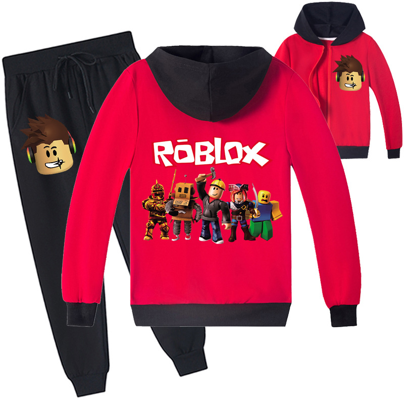 Bzdaisy ROBLOX Zipper Jacket and Trousers Set Stylish Gaming Print for Kids Perfect for