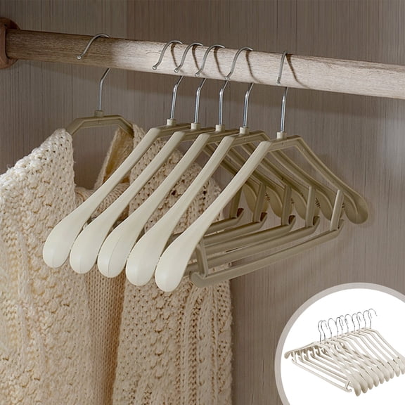 Bzdzmqm 10-Pack Plastic Clothes Hangers, Non-Slip Drying Racks for Heavy Coats and Sweaters, Space Saving Hangers for Closet Organization, Non-Tracking Multifunctional Hanging Racks for Home and
