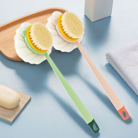 Bzdzmqm 2Pcs Long Handle Shower Brush Exfoliating Body Scrubber, Back Scrubber for Men and Women, Gentle Skin Cleansing Bath Brush, Spa and Shower Accessories, Bathroom Essentials for Home Use