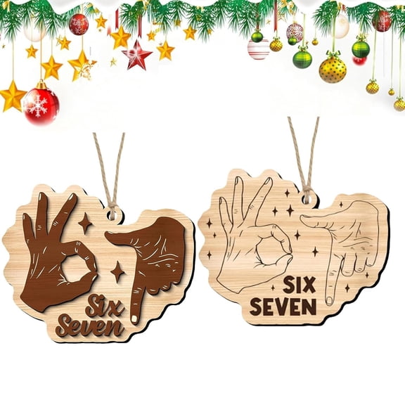 Bzdzmqm under $5 2Pcs 67 Meme Ornament, 67 Six Meme Christmas Decoration, Funny Teen Slang Ornament, 2D Acrylic Christmas Hanging Ornaments, Xmas Tree Decor, Internet Meme Christmas Ornament
