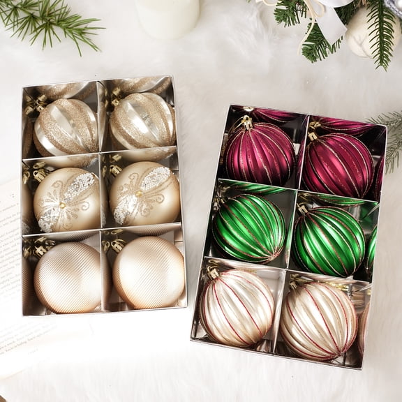 Bzdzmqm under $5 2Pcs Glitter Christmas Balls, 6 Pack Glitter Sequin Christmas Balls, Plastic Tree Ornaments, Christmas Decorations, Sparkling Holiday Decor, Festive Tree Accents, Multicolor Options