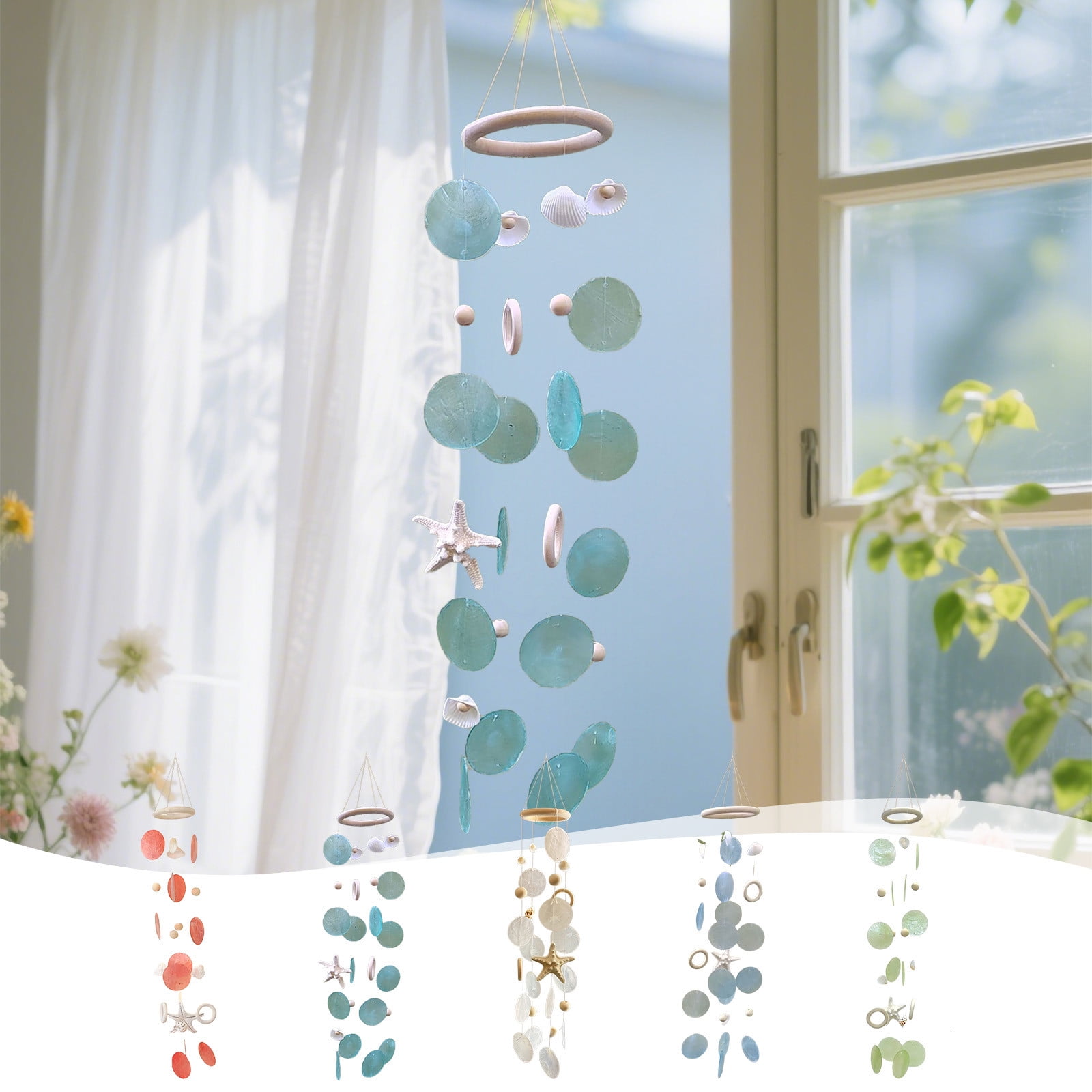 Bzdzmqm under $5 5Pcs Shell Wind Chime, Sea Shell Wind Chime, Coastal Home Decor, Beach Themed Wind Chime, Outdoor Garden Decor, Balcony Hanging Ornament, Relaxing Wind Bell
