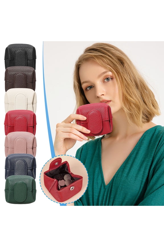 under $5 7Pcs Mini Lychee Coin Purse, Mini Lychee Pattern Coin Purse, Genuine Leather Small Change Pouch, Compact Key Earphone Storage Bag, Fashion Women Wallet Accessories