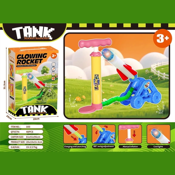 Bzdzmqm under $5 Air Powered RocketToy, Air Powered Rocket LauncherToy, Stomp Style Outdoor FlyingToywith 3 Glider Rockets, LED Light Up Foam Rockets, Outdoor Games forBoysGirls Age 3+