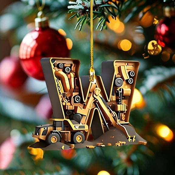 Bzdzmqm under $5 Alphabet Christmas Ornaments, 26 Letters Building Vehicle Christmas Decorations, Alphabet Construction Truck Ornaments, Christmas Tree Pendants,