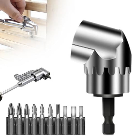 Bzdzmqm under $5 Angle Wrench Adapter, Angle Wrench Attachment Adapter, 90 Degree Corner Tool Screwdriver, 1/4 Inch Hex Shank Angle Gear, Multi-function Bend Screwdriver Bit, Garage Repair Tools