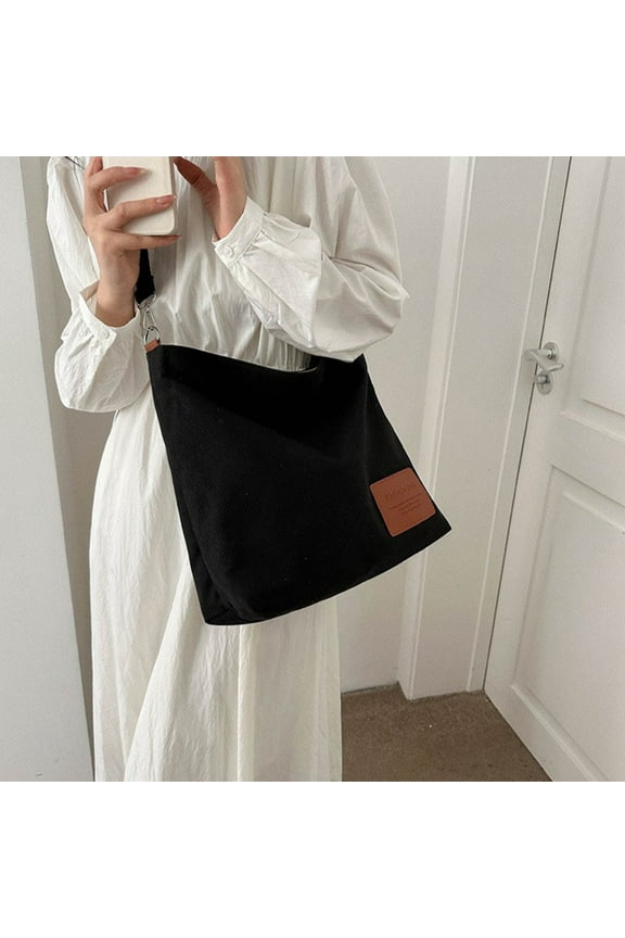 under $5 Canvas Tote Bag, Canvas Tote Bag Shoulder Handbag, Casual Ladies Work Messenger Bag, Large Capacity Multi Compartment Purse, Durable Cloth Everyday Carry All, Fashionable Study