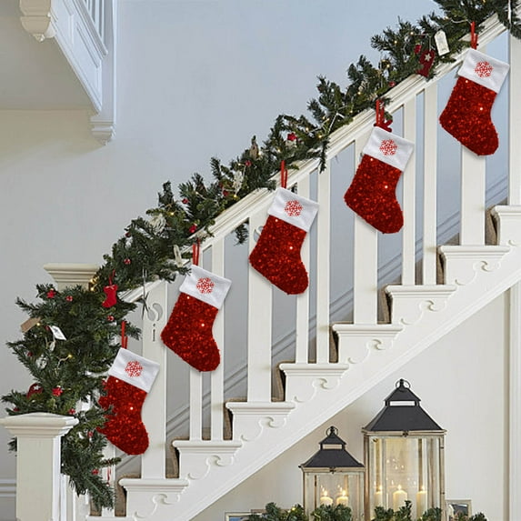 Bzdzmqm under $5 Christmas Stockings, Knitted Christmas Stocking,EmbroideredChildren's Gift Bag,Candy Sack Ornament,Festive Holiday Decor,Christmas Tree Decoration,Seasonal Present Packaging